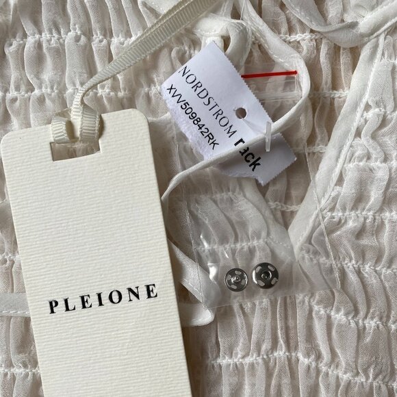 𝅺PLEIONE Bnwt Smocked Sleeveless Baby Doll Blouse S - Picture 7 of 12